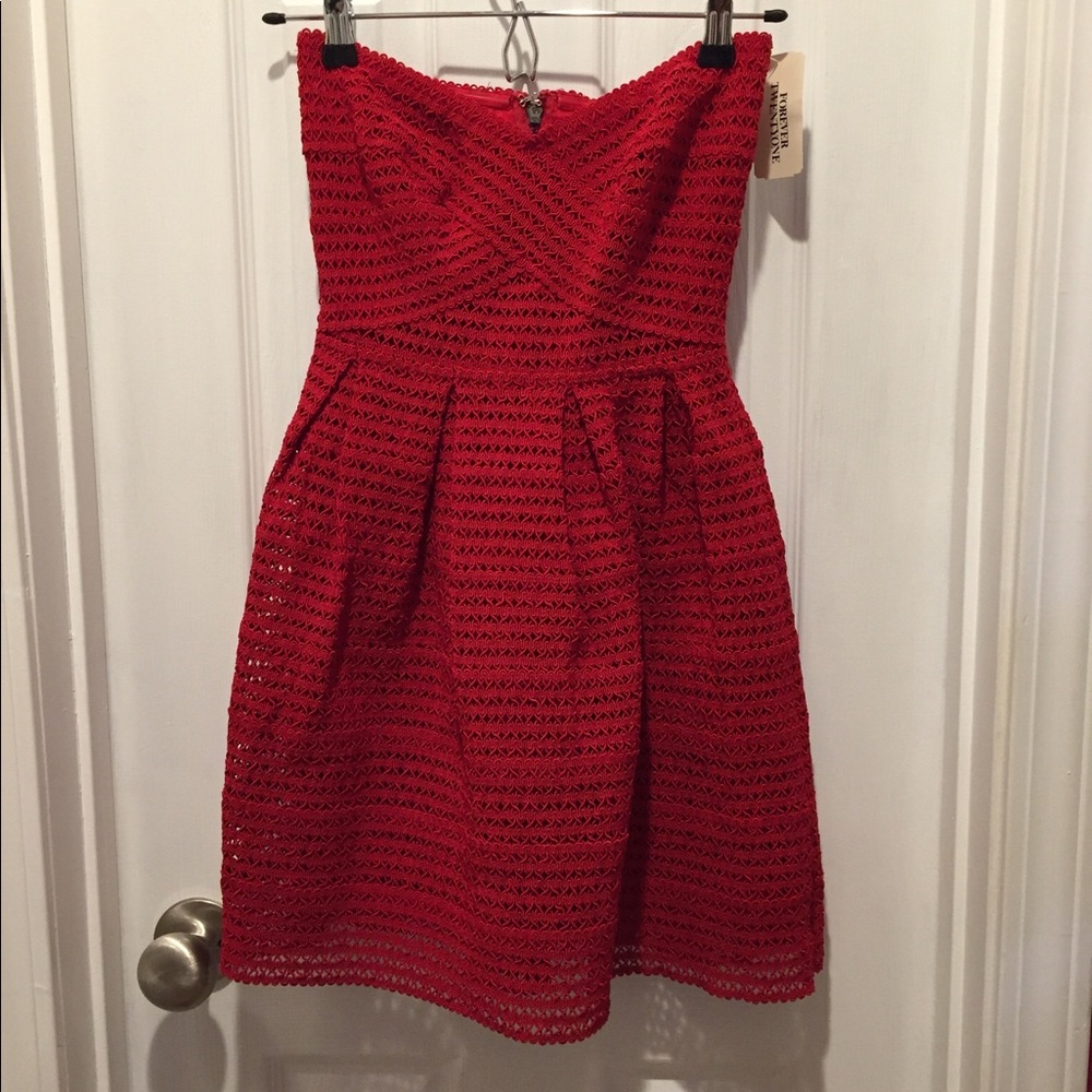 NWT Forever 21 Red Strapless Cocktail Mini Dress